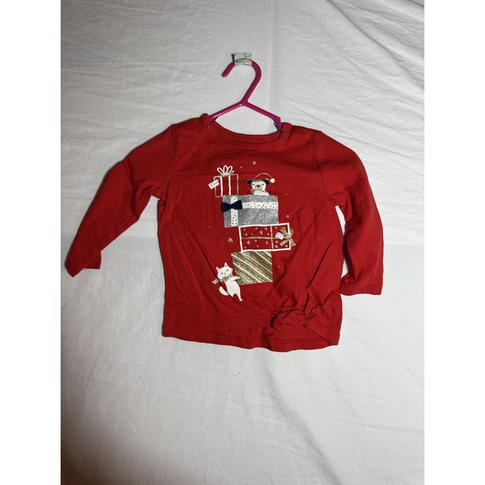 Red Long Sleeve with Presents Holiday Shirt Size 12 Months